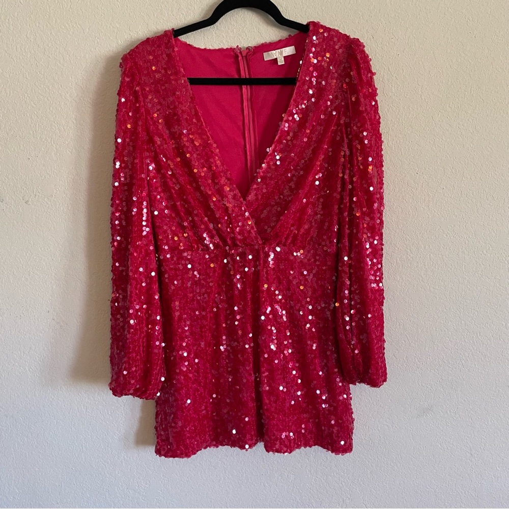 Sequin Mini Dress in Vibrant Pink - Picture 1 of 13